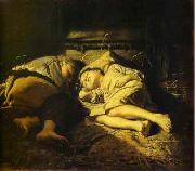 Vasily Perov Sleeping children Sweden oil painting artist
